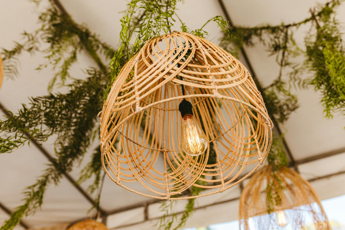 Boho Rattan Dome-Pendant Light
