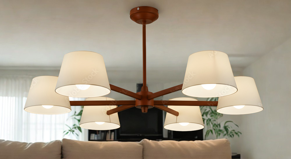Wooden Multi-Arm Ceiling Light