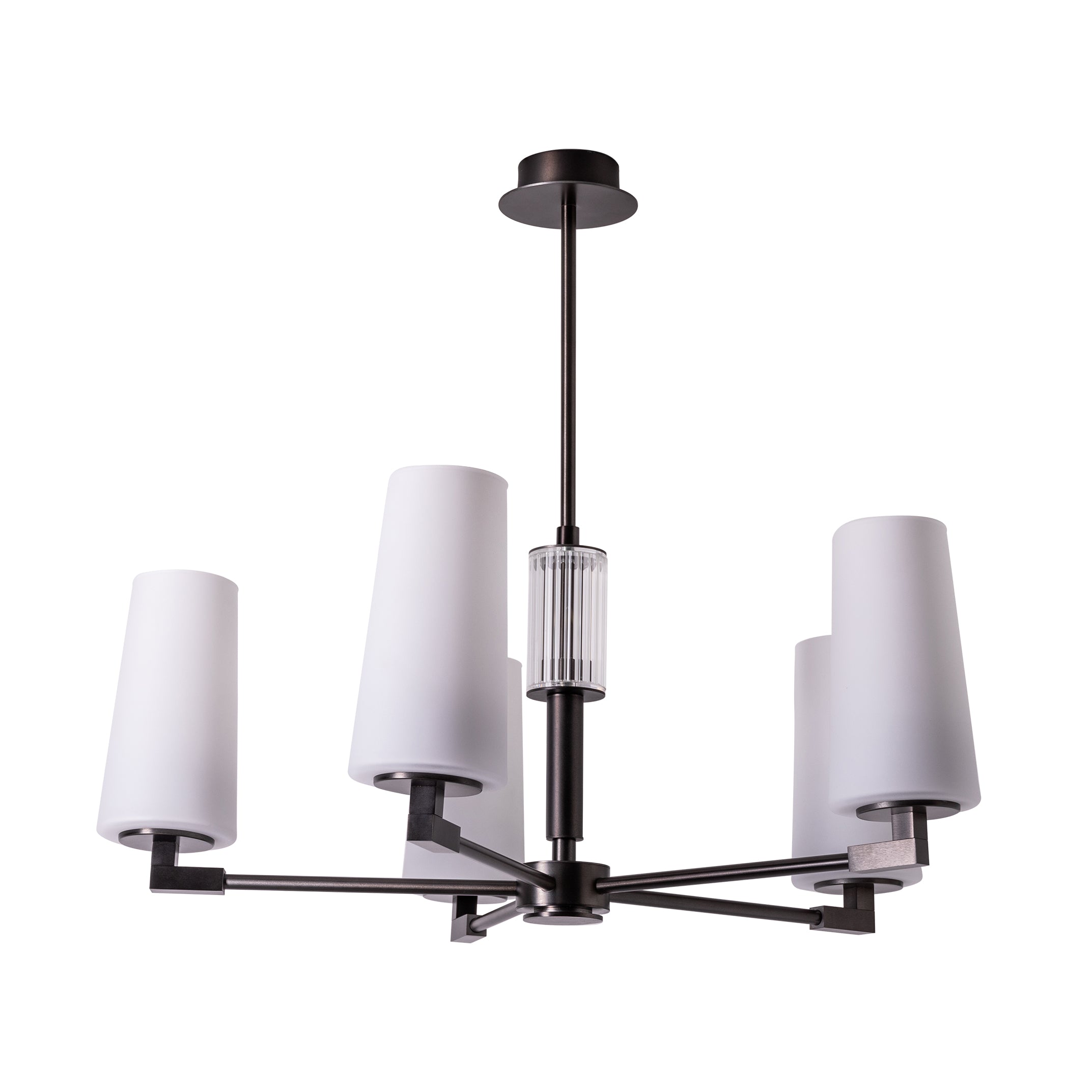 VINCENZA Pendelleuchte, Ø60 cm, Brushed titanium, opal, Stahl, Glas