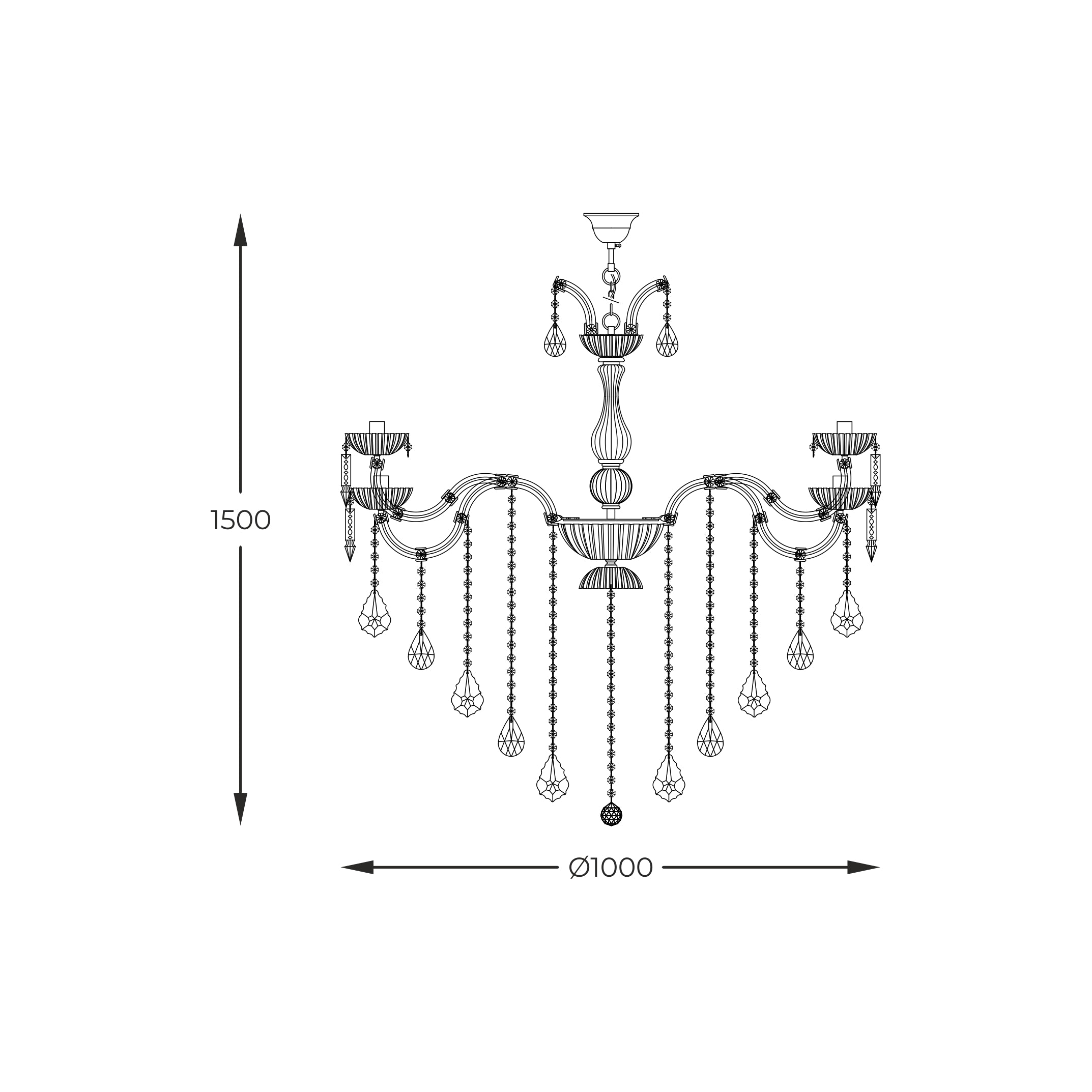Zuma Line Pendelleuchte, Ø100 cm, Chrom, Metall