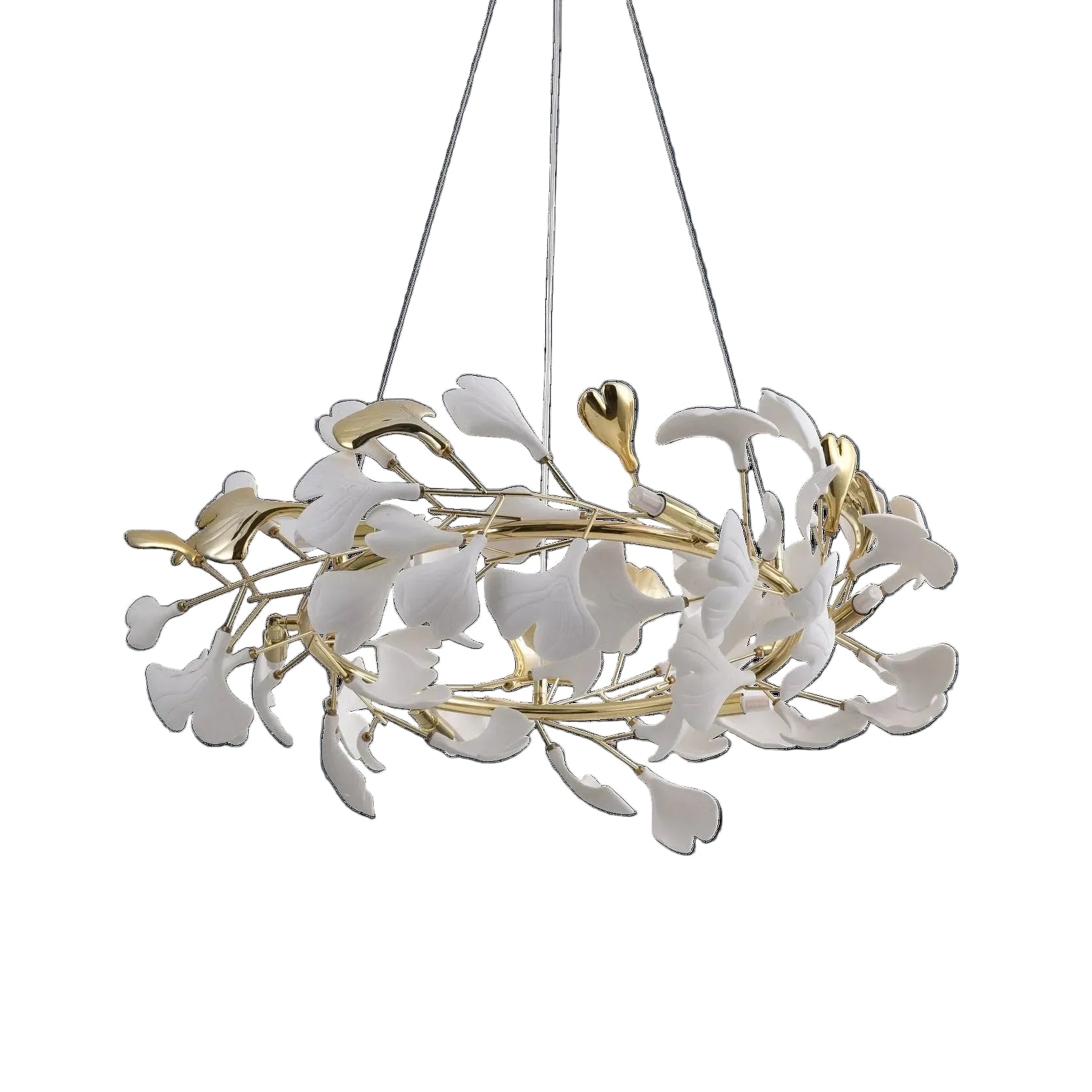 LEAF Pendelleuchte, Ø 74 cm, Gold, Metall, Keramik