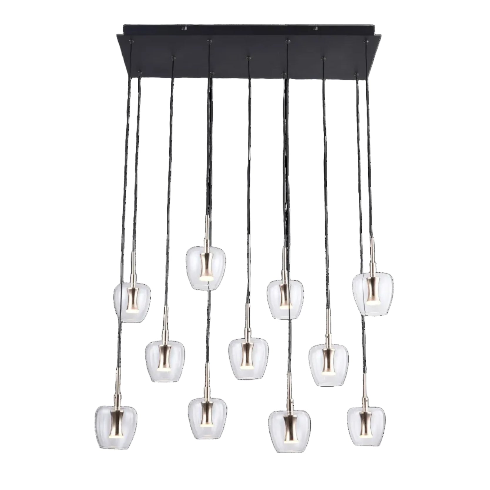 NELSON Pendelleuchte, Ø 30 cm, Schwarz/gold, Metall, Glas (Dimmbar)