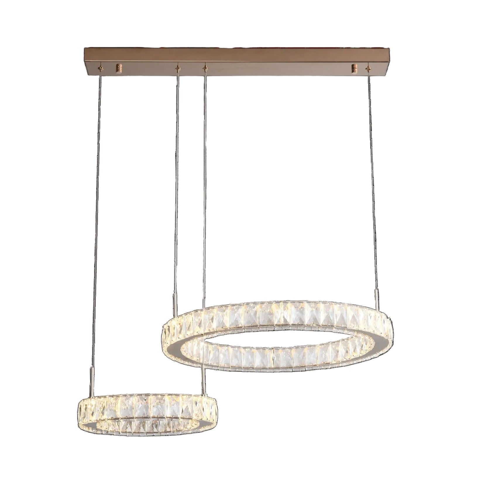 GIRONA Pendelleuchte, Ø 50 cm, Gold, Metall, Kristall (Dimmbar)