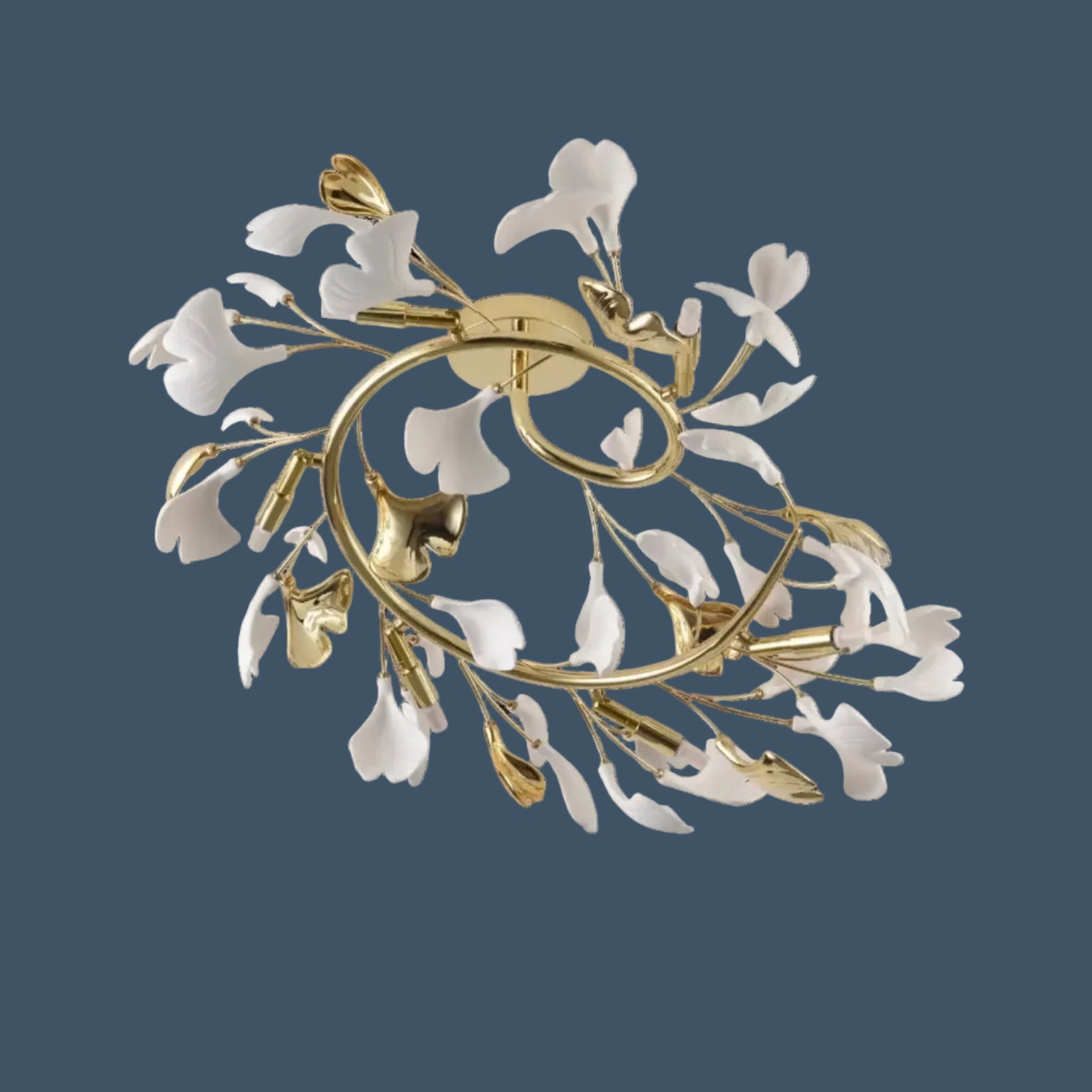 LEAF Deckenleuchte, Ø 70 cm, Gold, Metall, Keramik