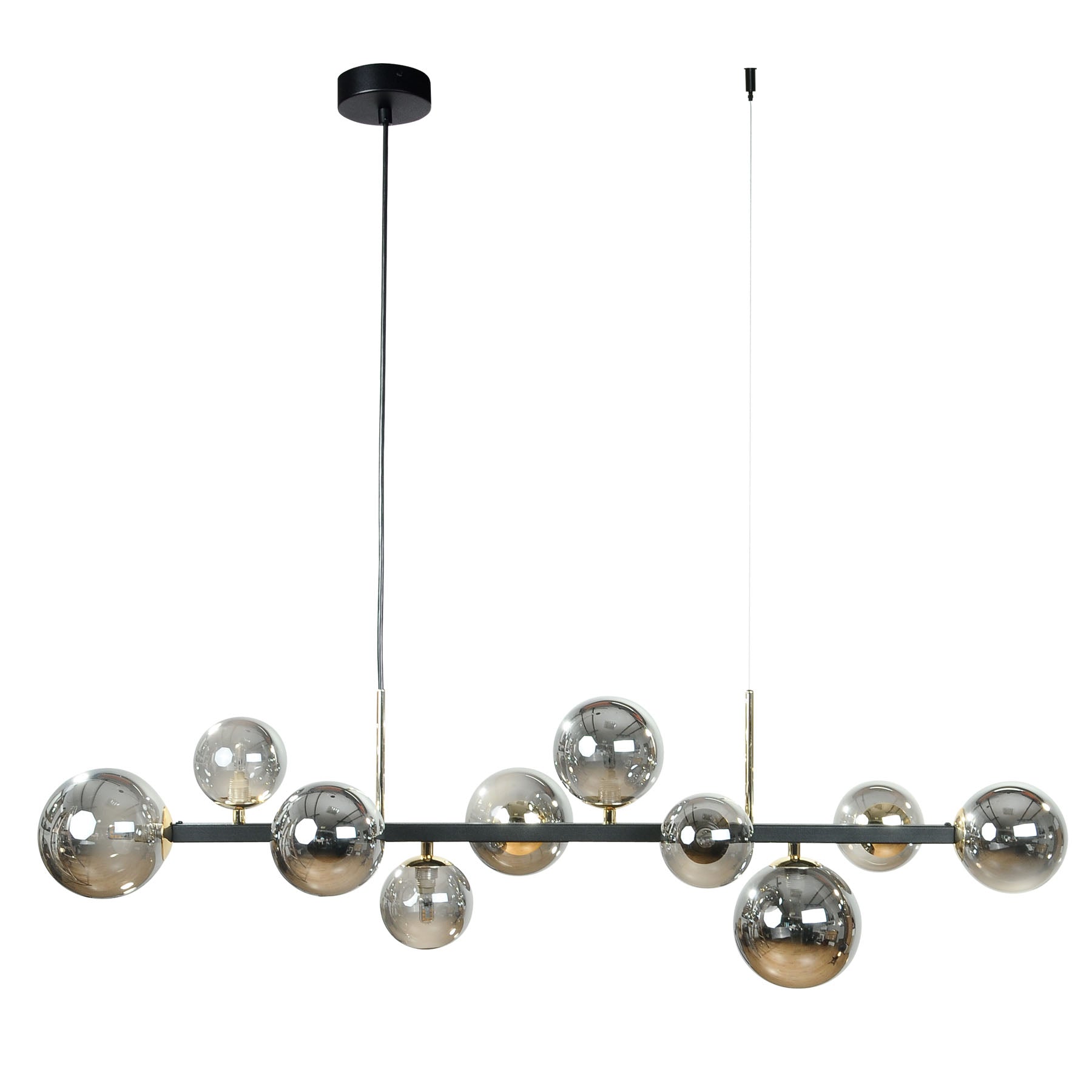 SERENITY Pendelleuchte, Ø 30 cm, Schwarz/gold, Metall, Glas