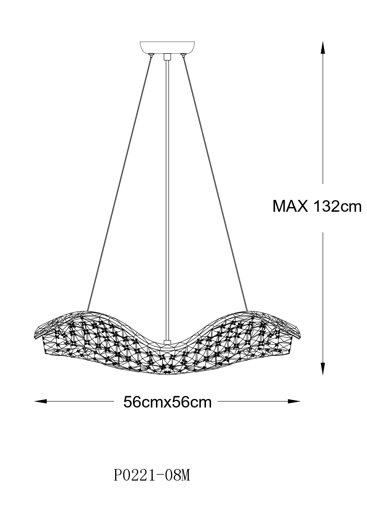 TIARA Pendelleuchte, Ø 56 cm, Gold, Metall, Kristall (Dimmbar)