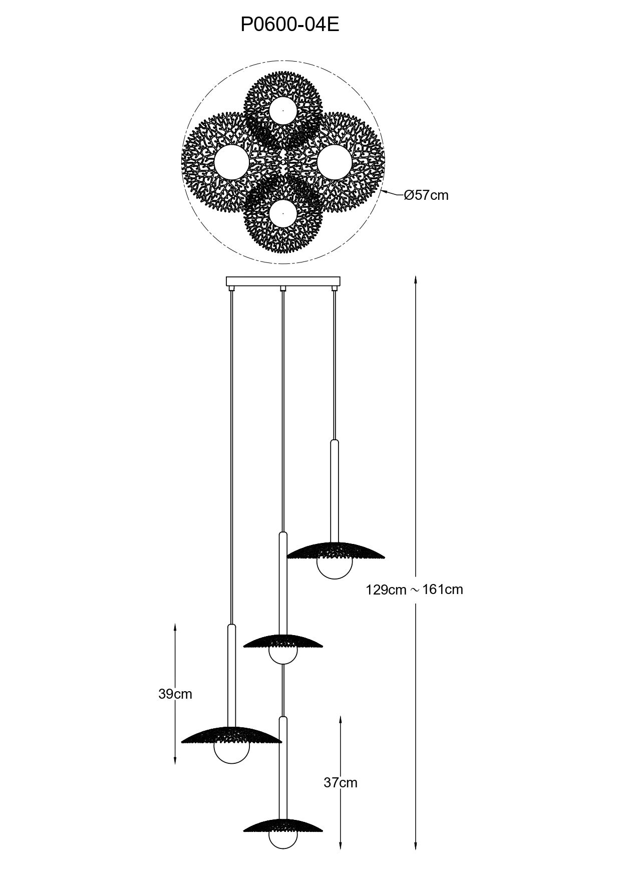 NICOSIA Pendelleuchte, Ø 57 cm, Gold, Metall, Glas (Dimmbar)