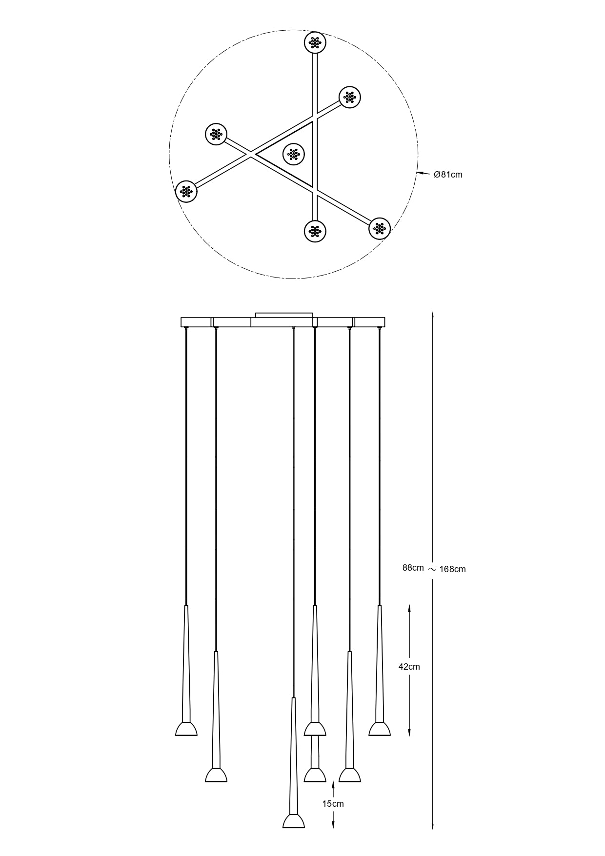 BOSTON Pendelleuchte, Ø 81 cm, Mattschwarz, Metall, Kunststoff