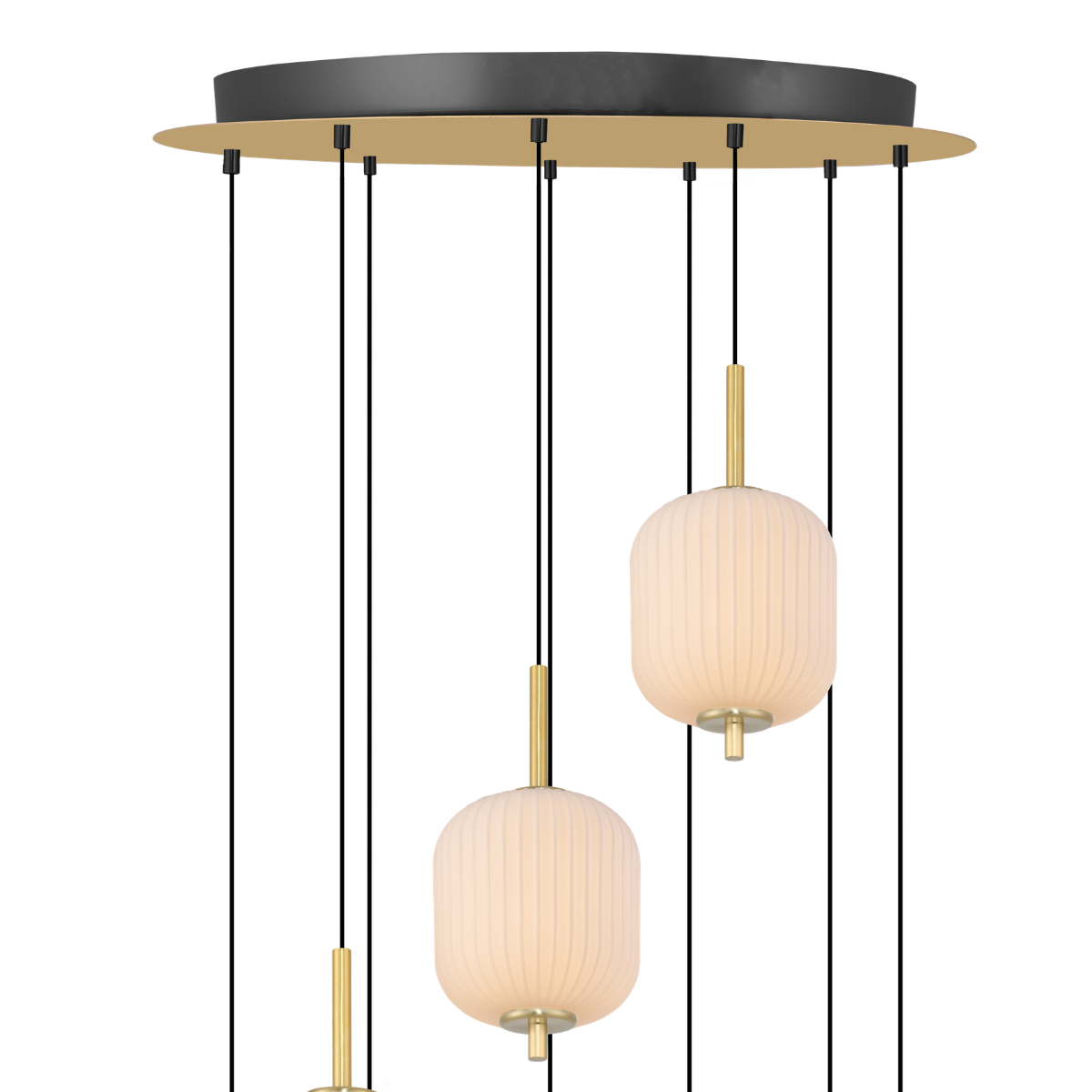 AKARI Pendelleuchte, Ø 69 cm, Gold, Metall, Glas (Dimmbar, mit Fernbedienung, CCT Lichtsteuerung)