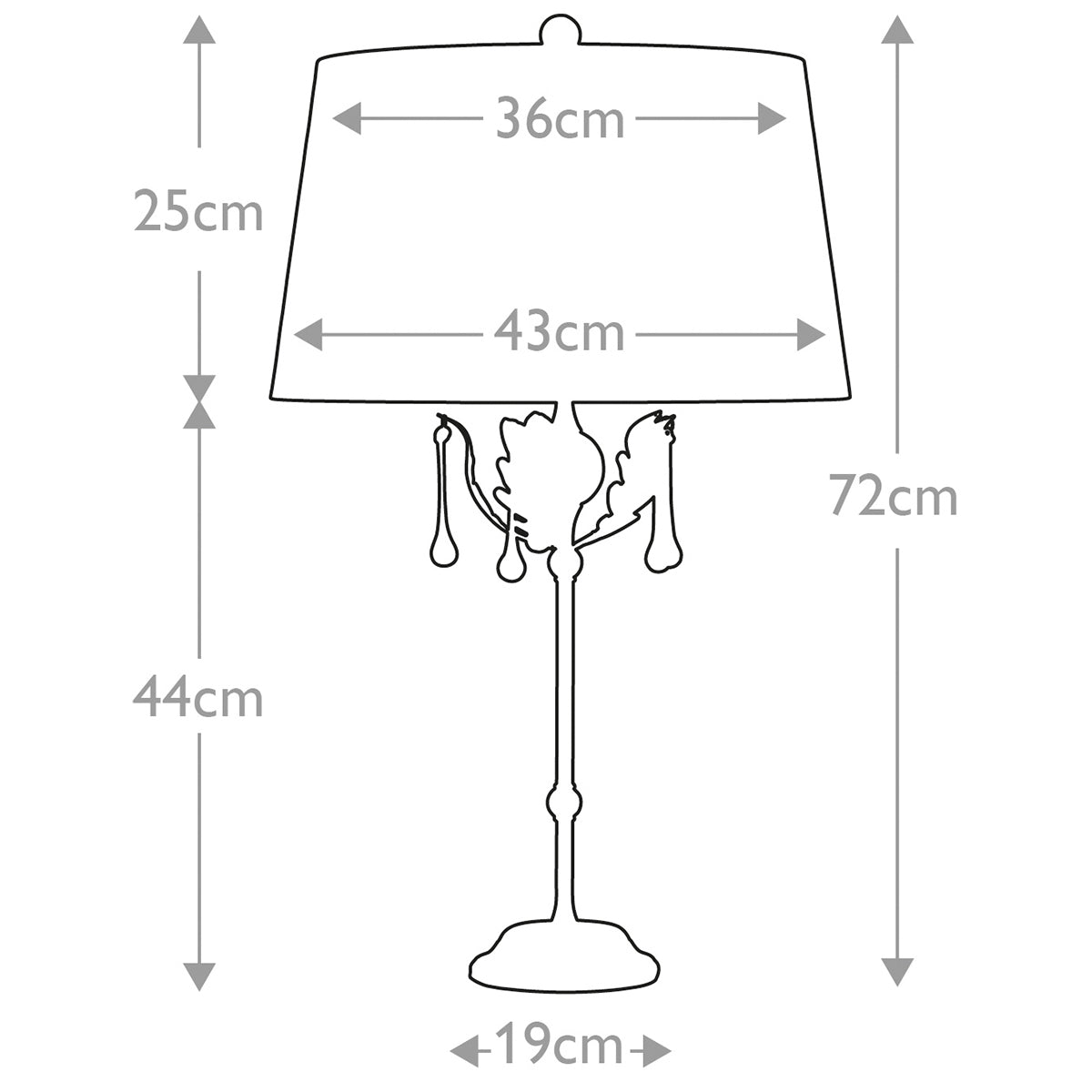 Elstead Amarilli Tischlampe Bronze, Gold – Massskizze
