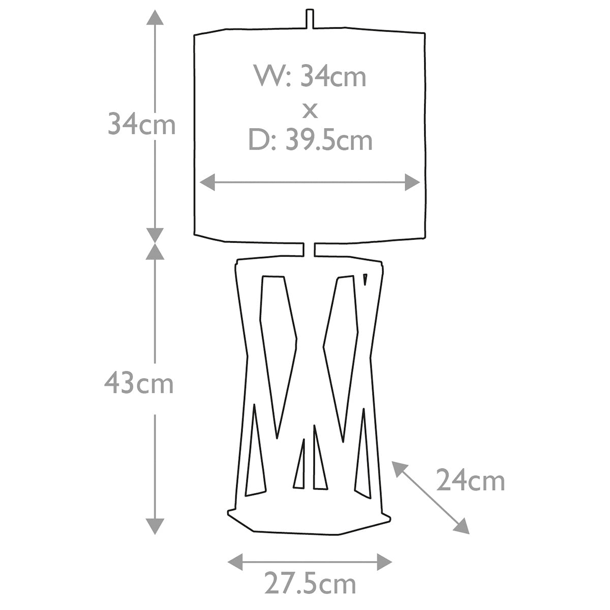 Elstead Apollo Tischlampe Messing – Massskizze