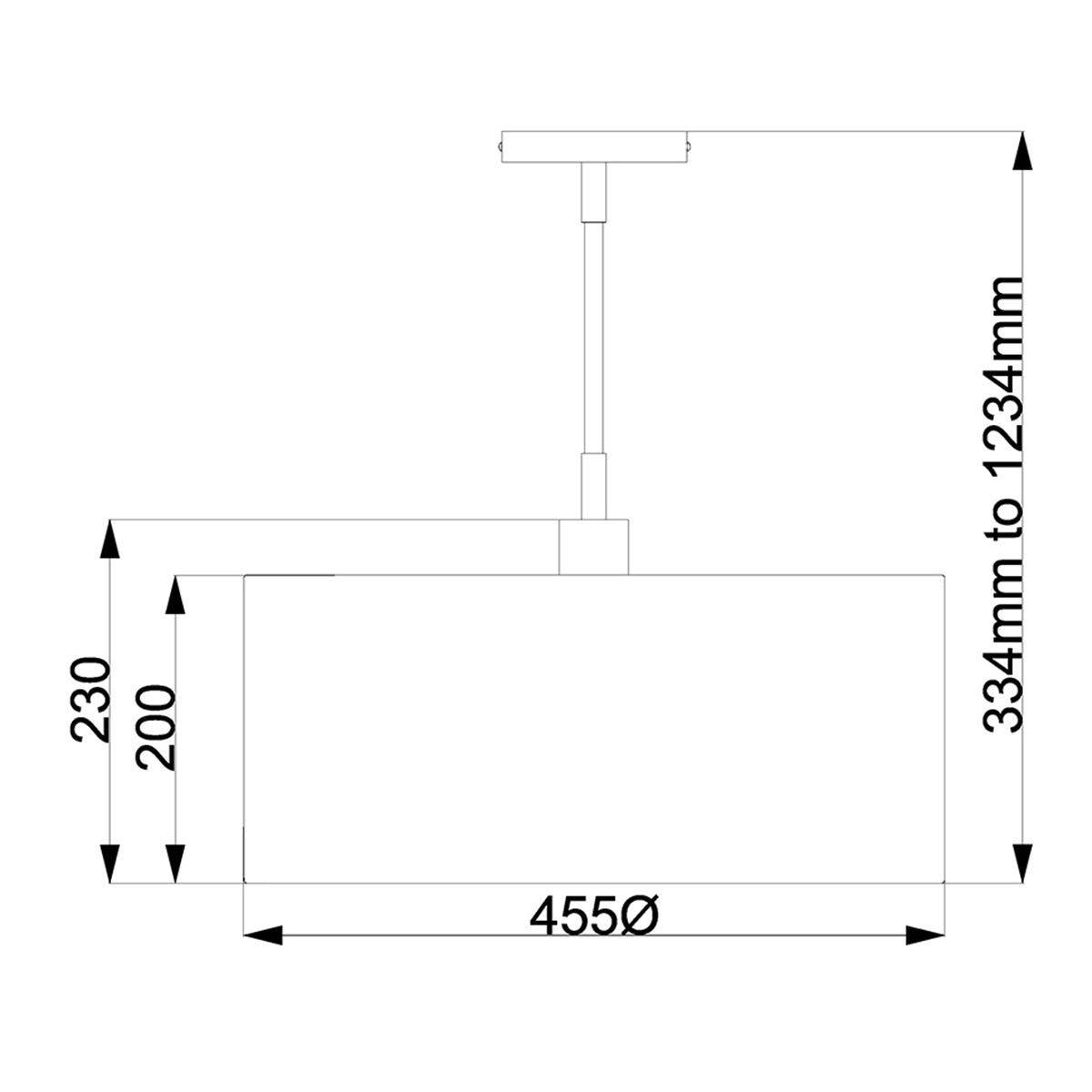 Elstead Balance Pendelleuchte Schwarz, Nickel – Massskizze