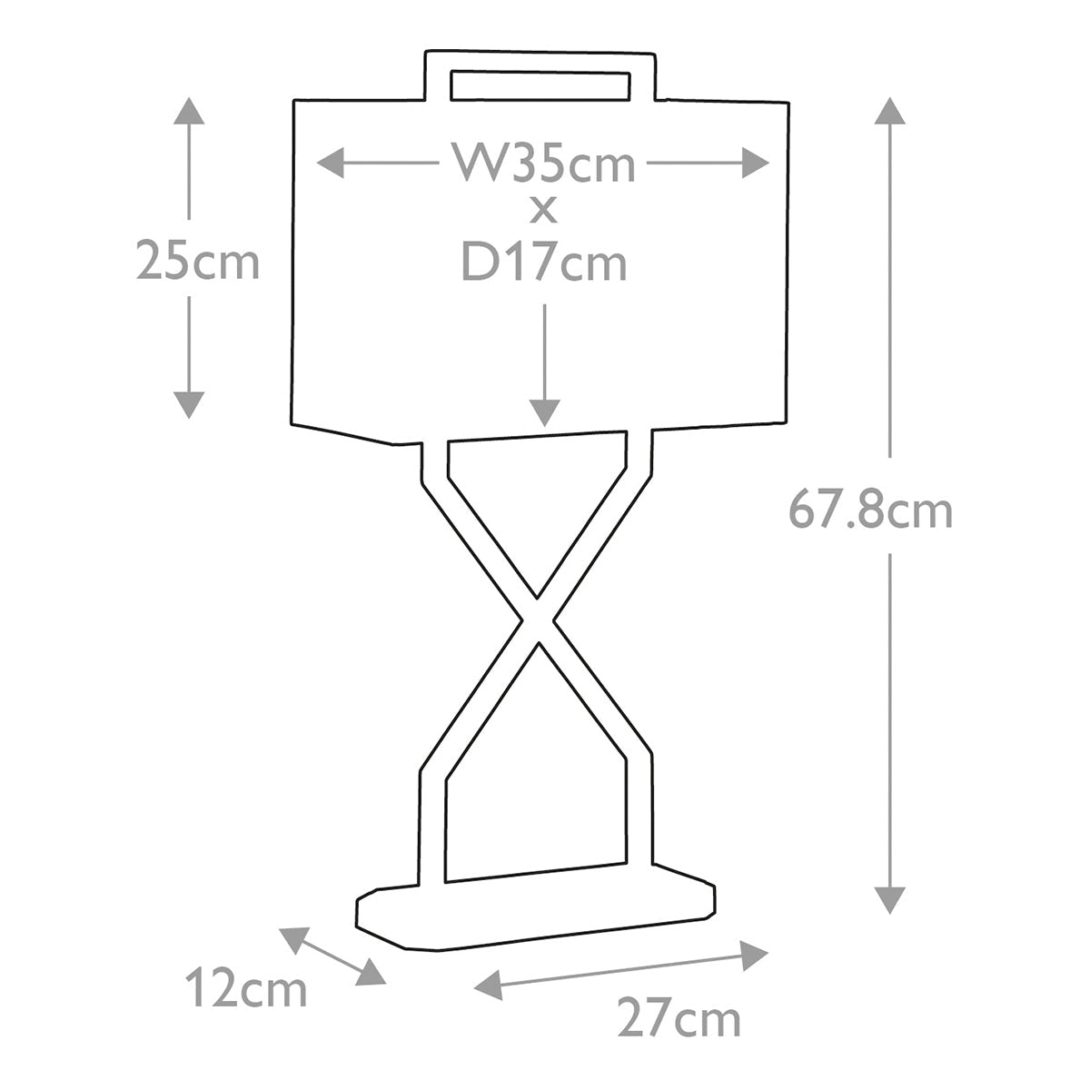 Elstead Cross Tischlampe Gold – Massskizze