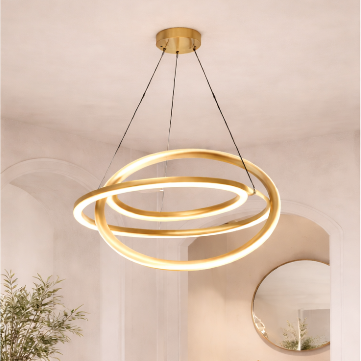 VELENNE Pendelleuchte, Ø 52 cm, Gold, Metall, Silikon