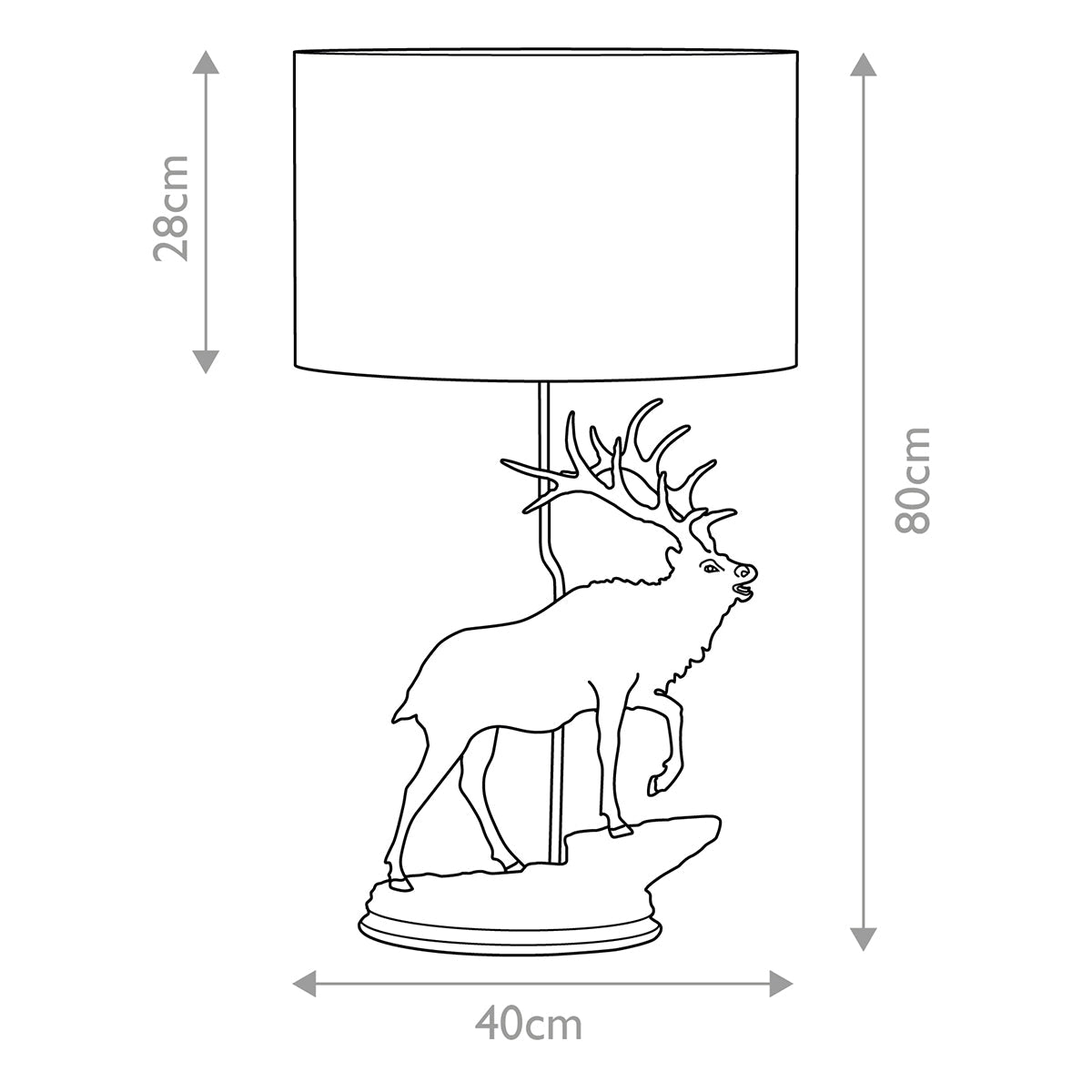 Elstead Angus Tischlampe Bronze – Massskizze