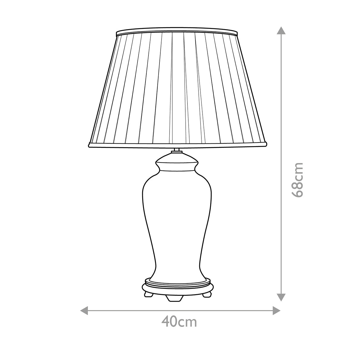 Elstead Datai Tischlampe Gold – Massskizze