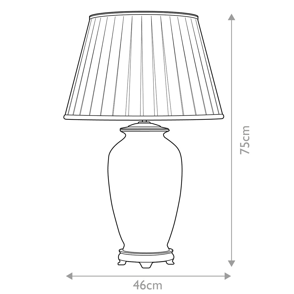 Elstead Dian Tischlampe Silber, Gold – Massskizze
