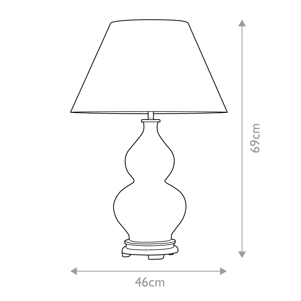 Elstead Harbin Tischlampe Blau – Massskizze