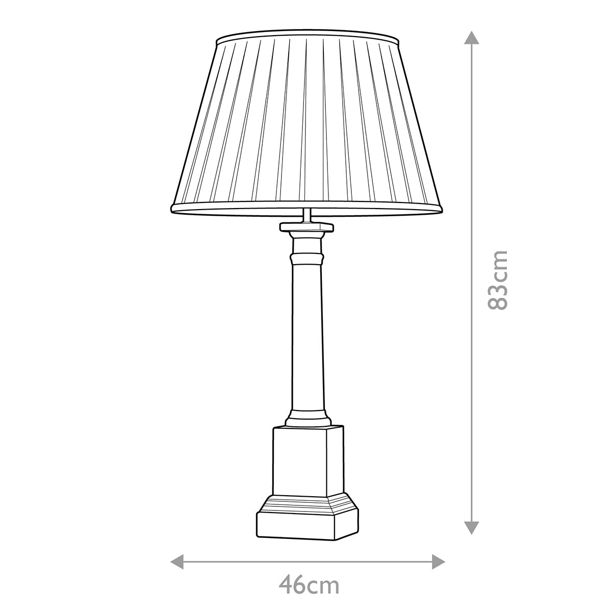 Elstead Louviers Tischlampe Gold – Massskizze