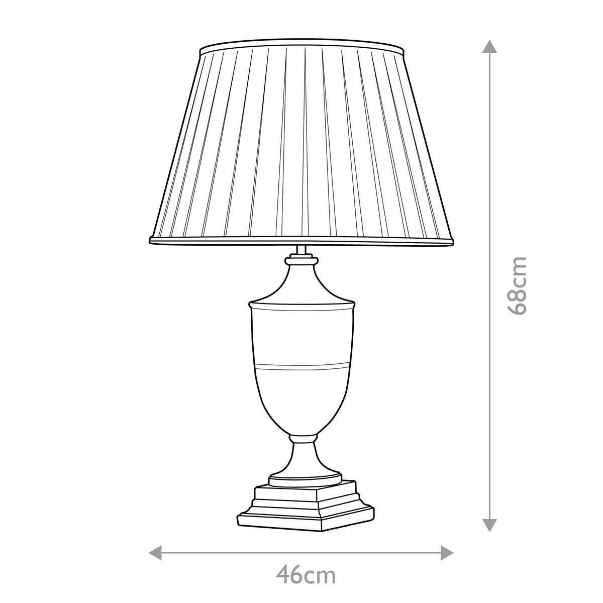 Elstead Narbonne Tischlampe Schwarz, Gold – Massskizze