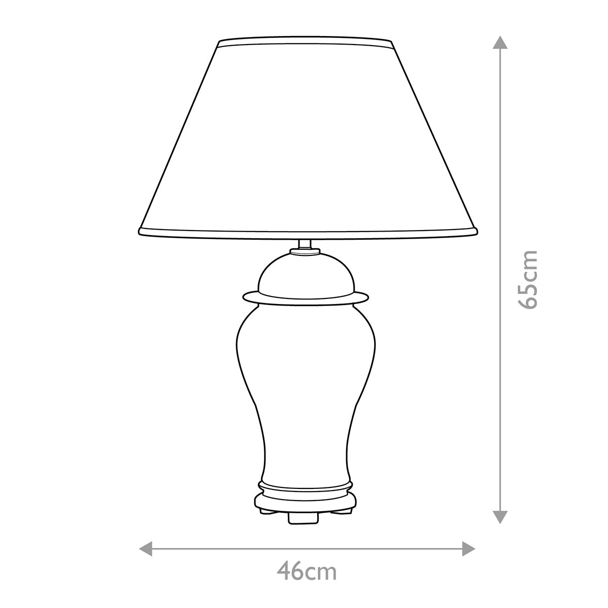 Elstead Oxblood Tischlampe Oxblood – Massskizze