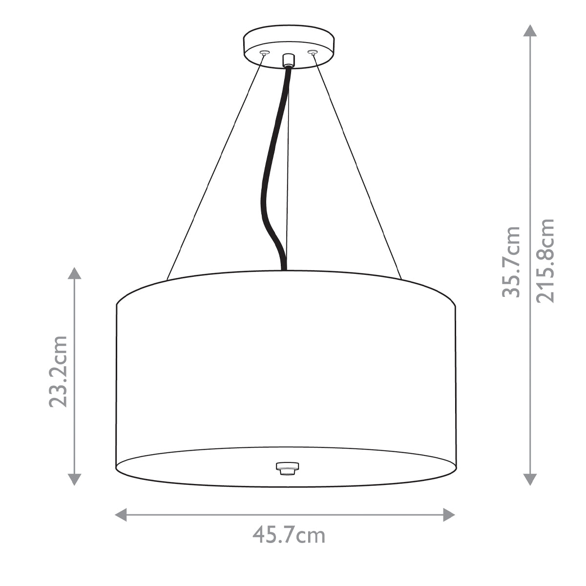 Elstead Pearce Pendelleuchte Messing, Elfenbein – Massskizze