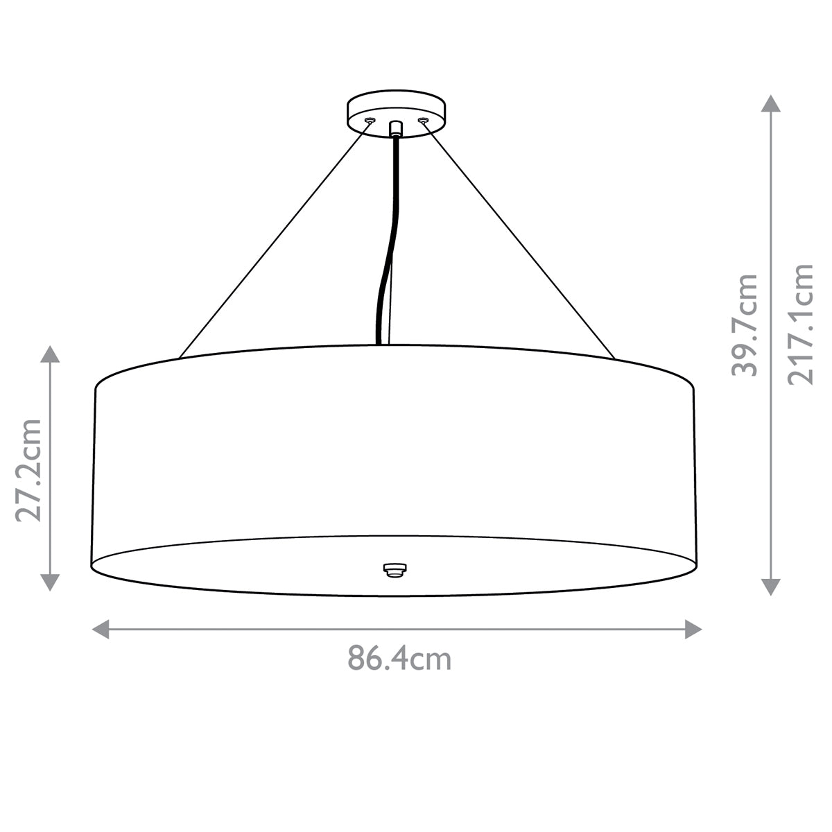 Elstead Pearce Pendelleuchte Chrom, Elfenbein – Massskizze