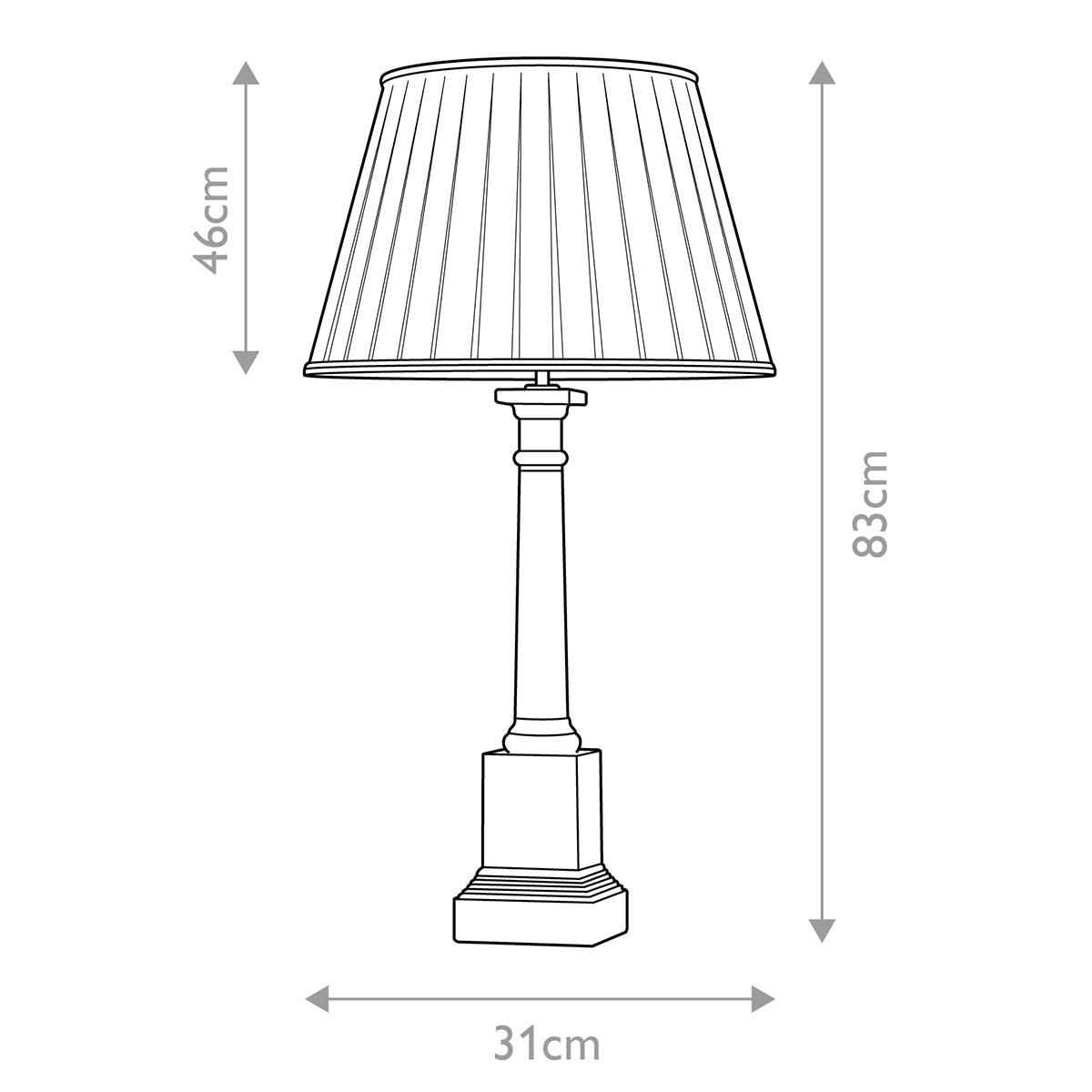 Elstead Peronne Tischlampe Schwarz, Gold – Massskizze