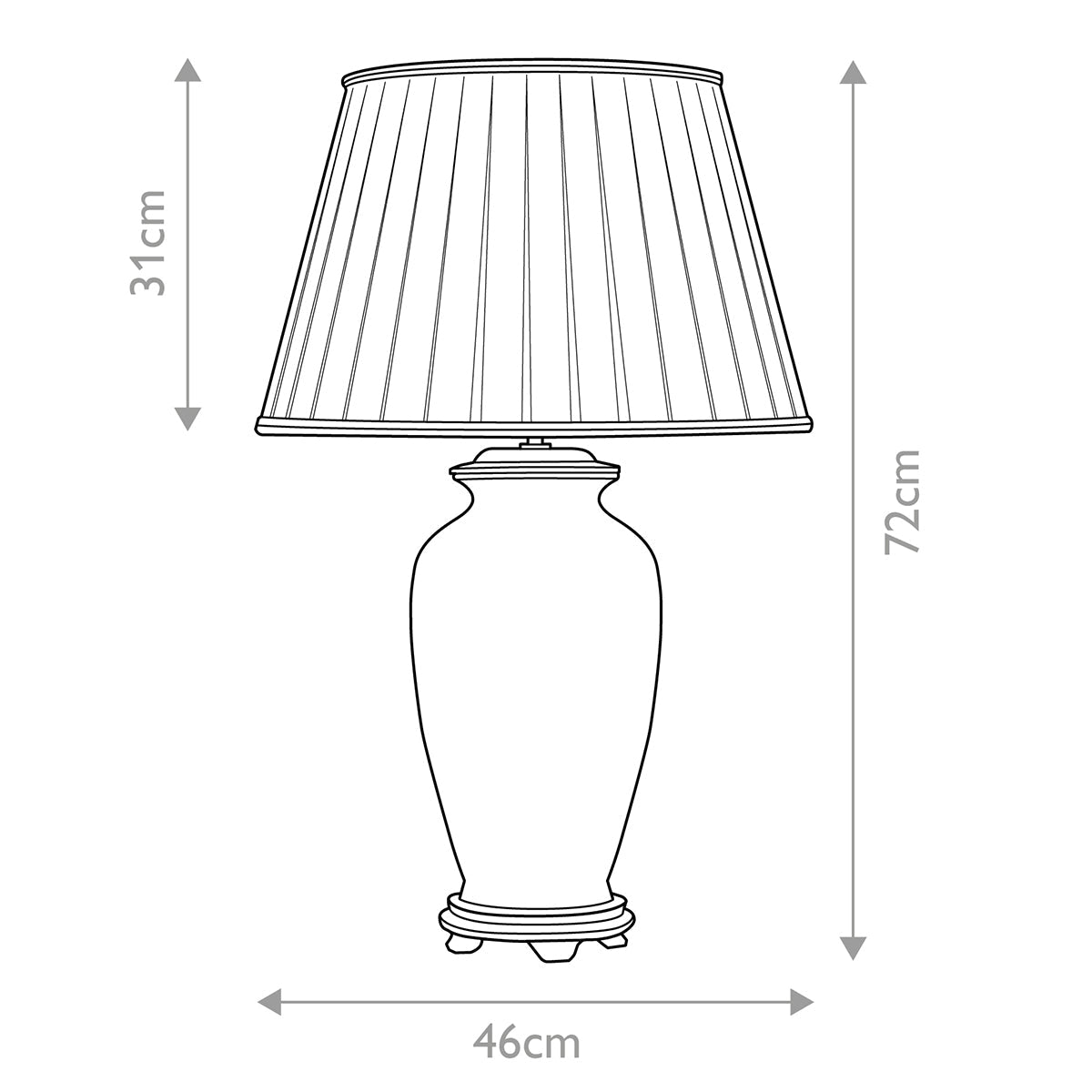 Elstead Ping Tischlampe Creme – Massskizze