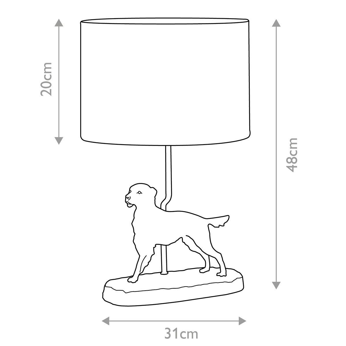 Elstead Rufus Tischlampe Bronze – Massskizze