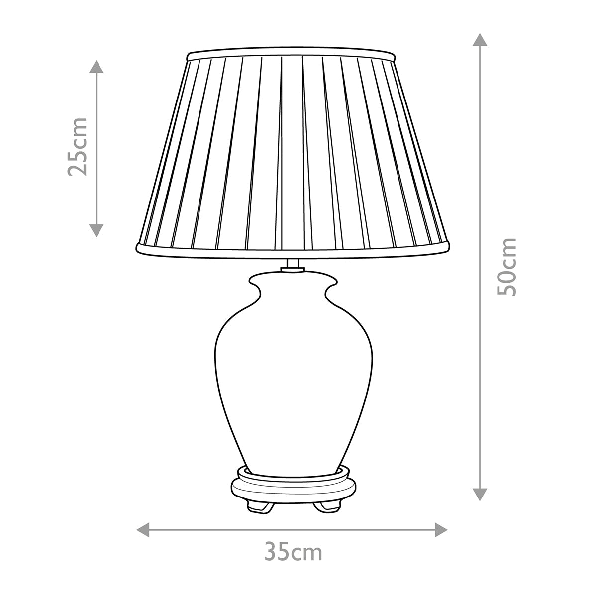 Elstead Soling Tischlampe Creme, Grün – Massskizze