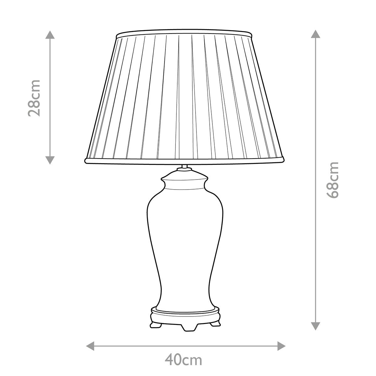 Elstead Taipei Tischlampe Schwarz, Gold – Massskizze