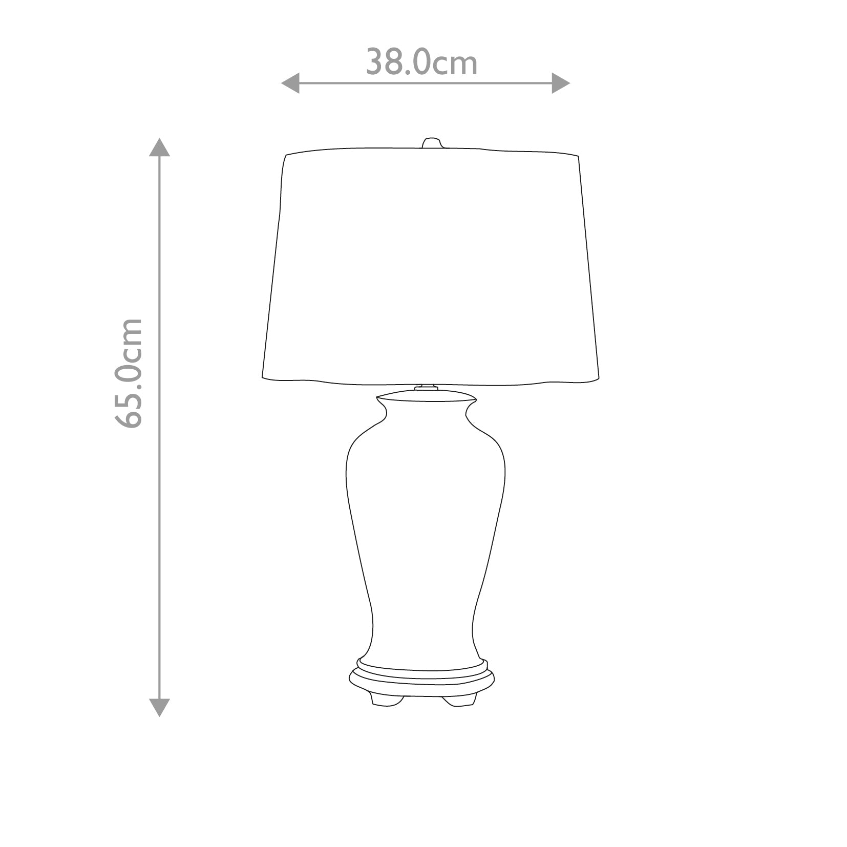 Elstead Ying Tischlampe Blau, Weiß – Massskizze
