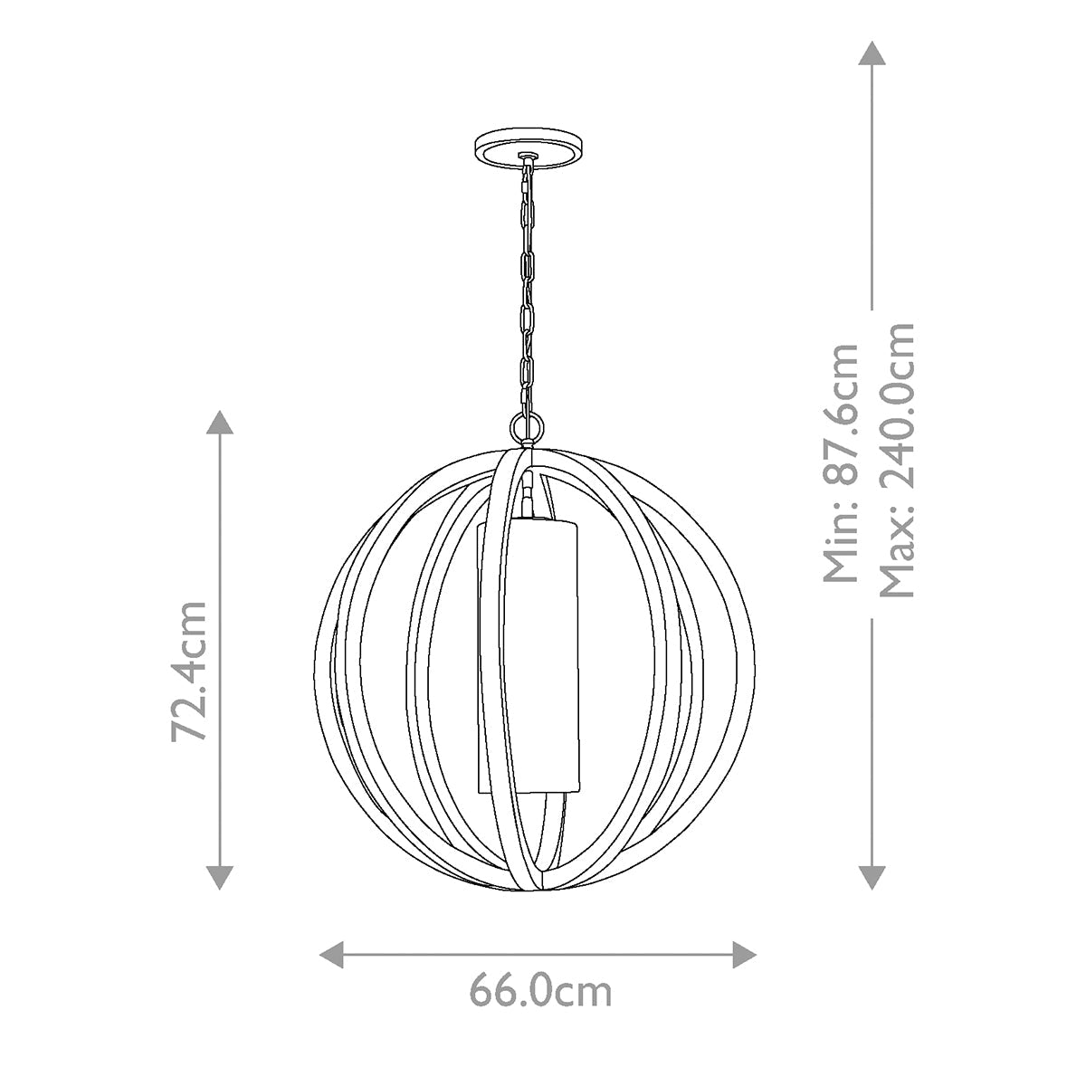 Feiss Allier Pendelleuchte Light Wood/Brushed Steel – Massskizze