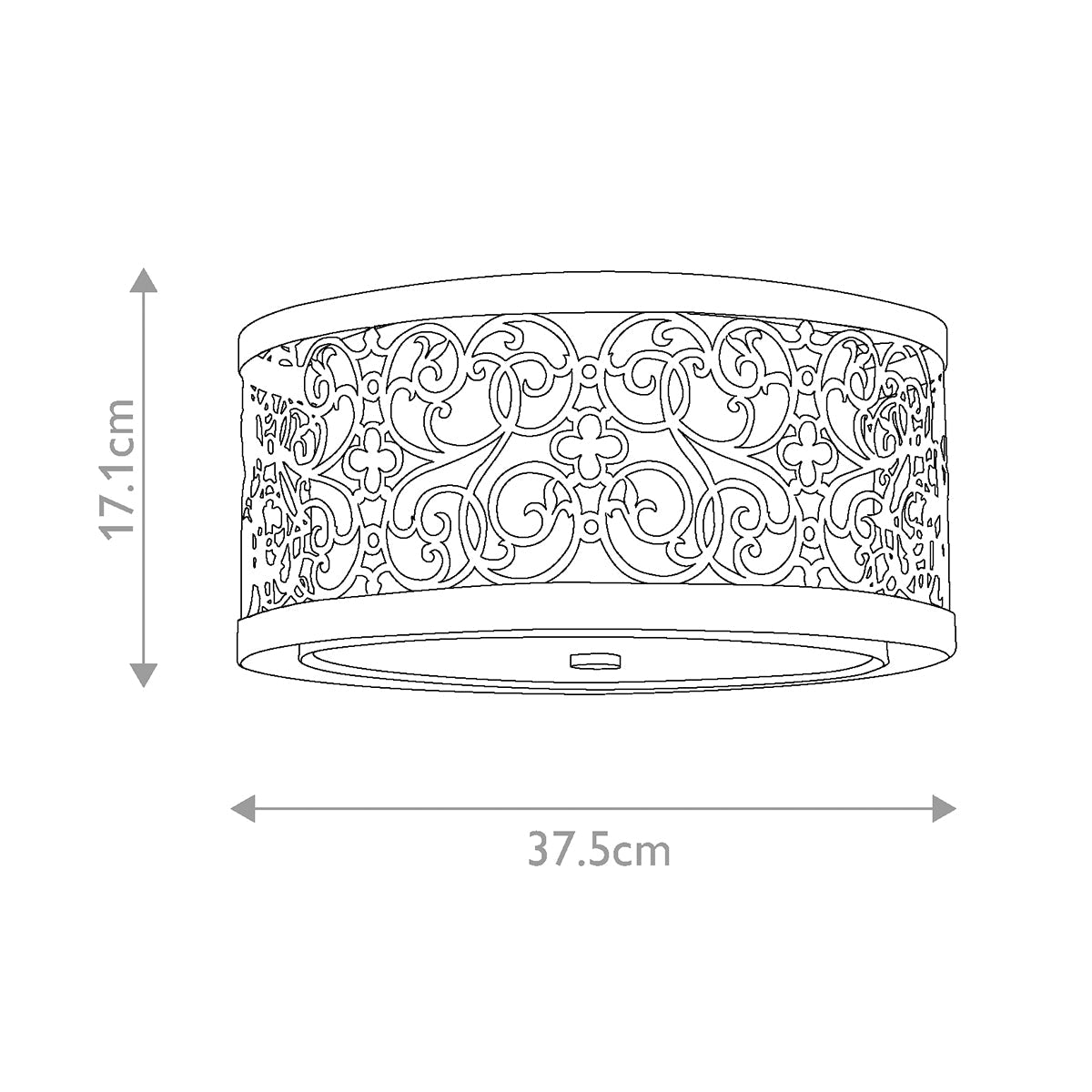 Feiss Arabesque Deckenleuchte Silber – Massskizze