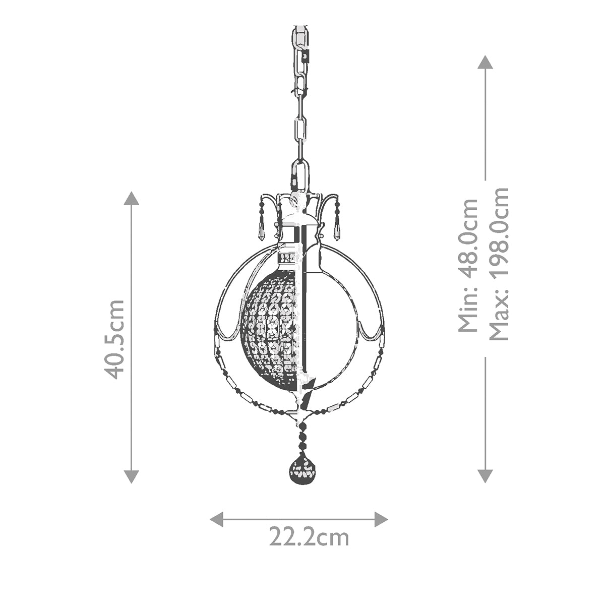 Feiss Bellini Pendelleuchte Bronze – Massskizze