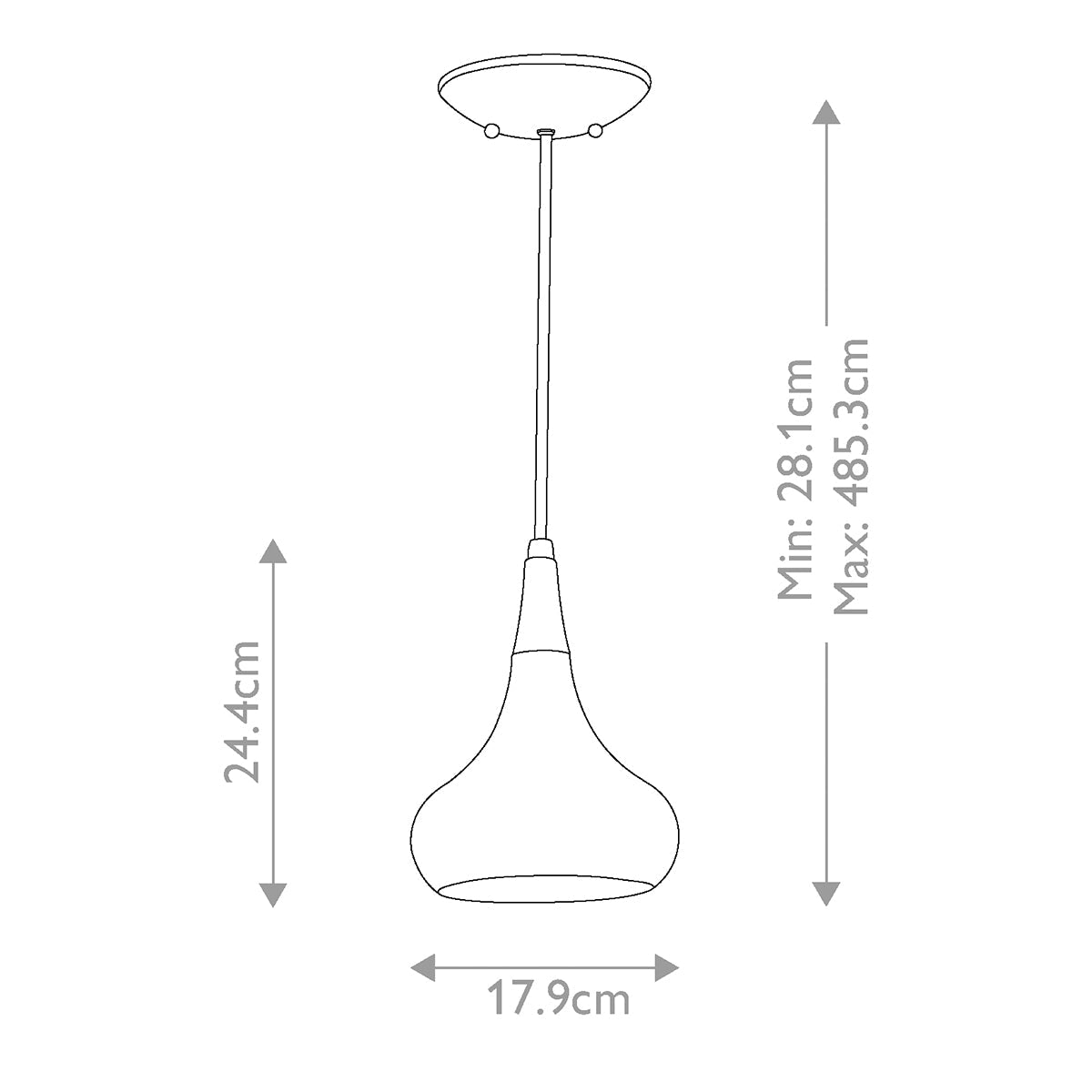 Feiss Beso Pendelleuchte Brushed Steel – Massskizze