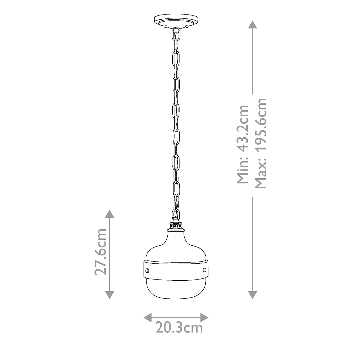 Feiss Cadence Pendelleuchte Messing, Schwarz – Massskizze