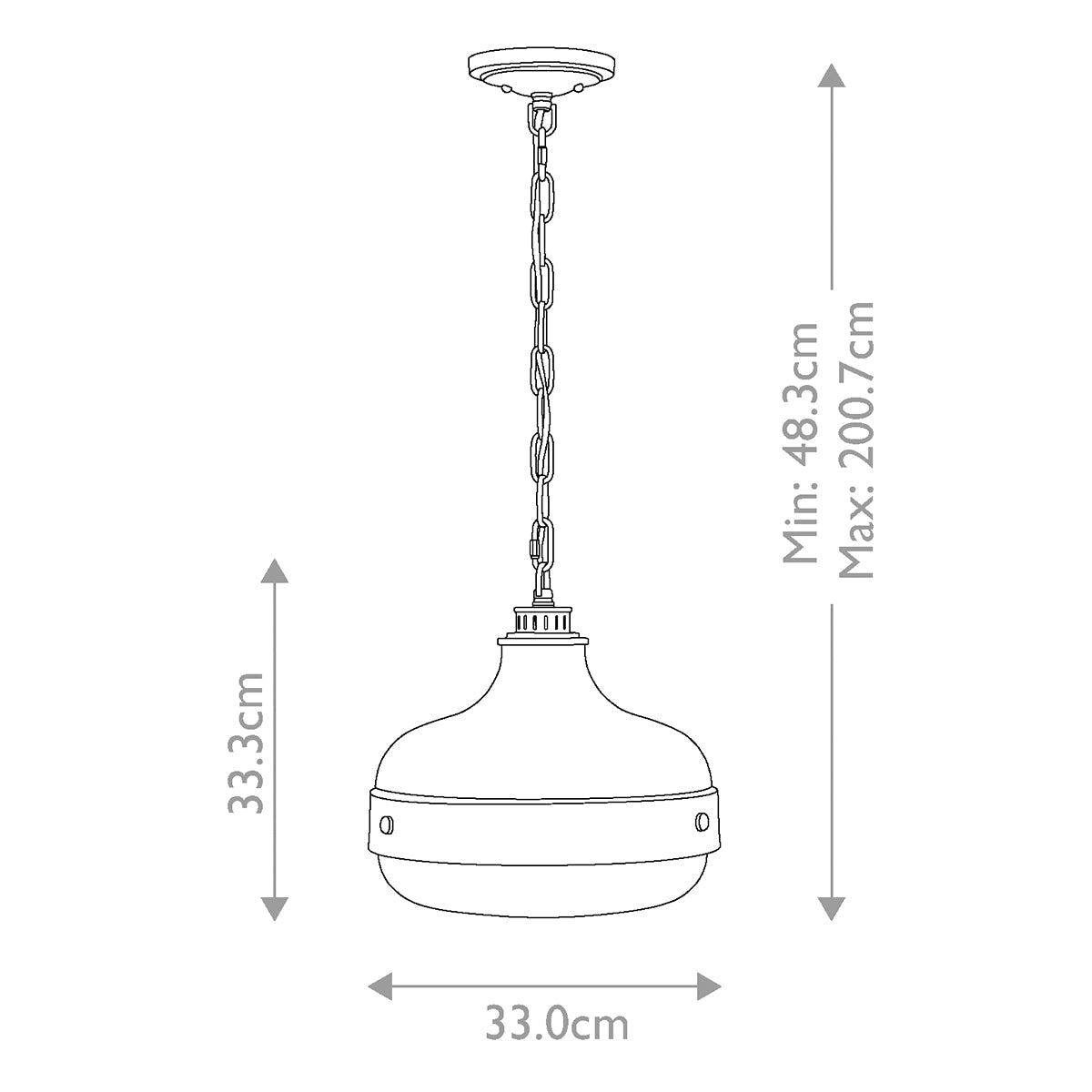 Feiss Cadence Pendelleuchte Messing, Schwarz – Massskizze