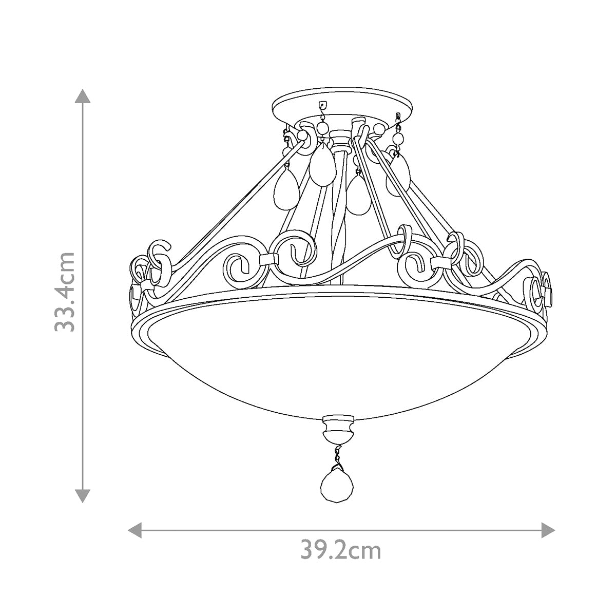 Feiss Chateau Deckenleuchte Bronze – Massskizze