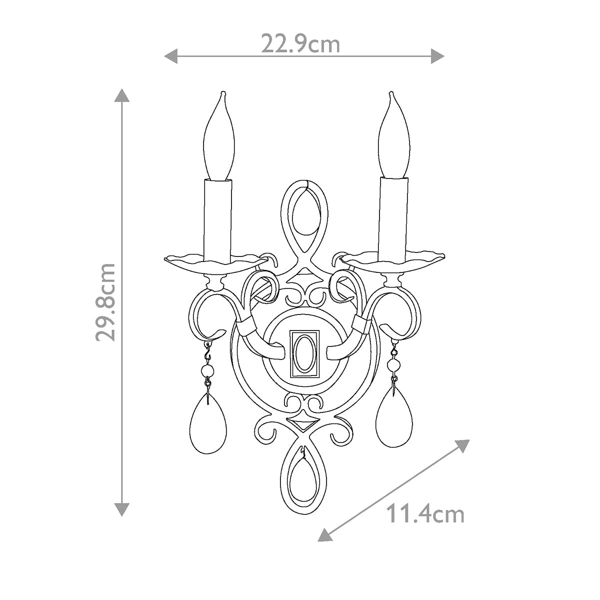Feiss Chateau Wandleuchte Bronze – Massskizze