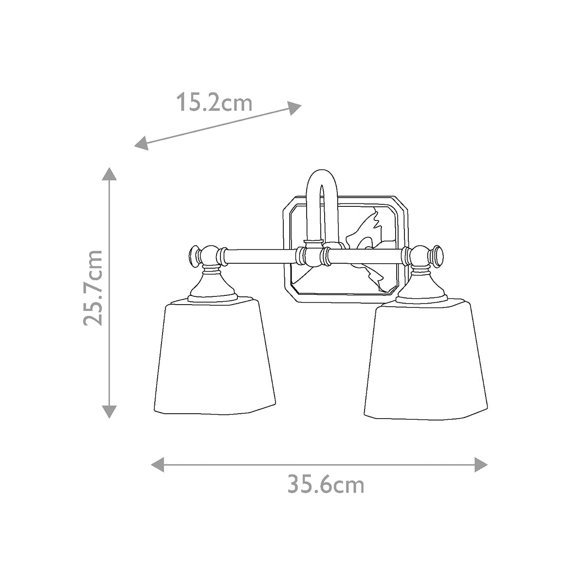 Feiss Concord Wandleuchte Chrom – Massskizze