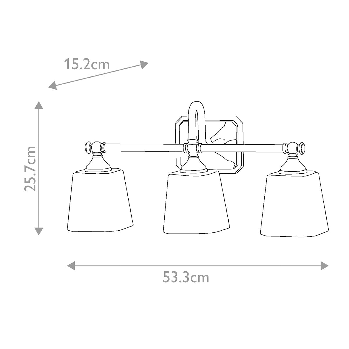 Feiss Concord Wandleuchte Chrom – Massskizze