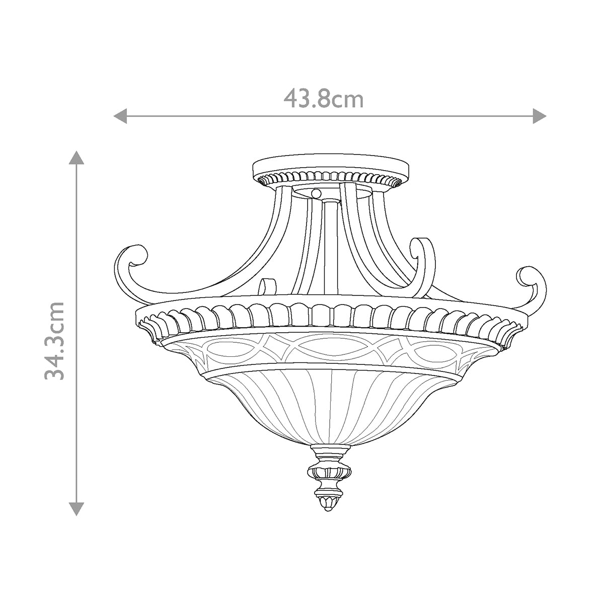 Feiss Drawing Deckenleuchte Walnut – Massskizze