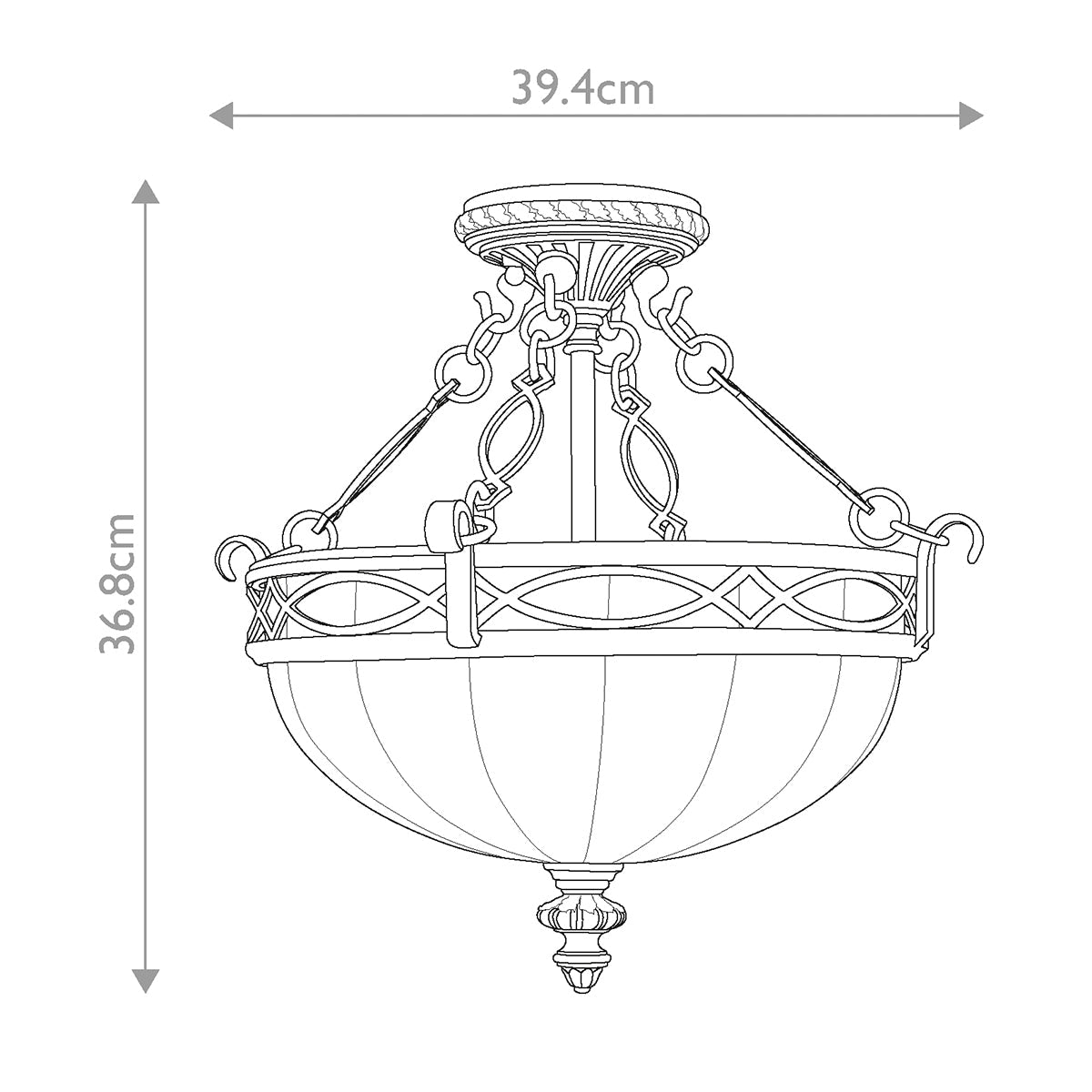 Feiss Drawing Deckenleuchte Walnut – Massskizze