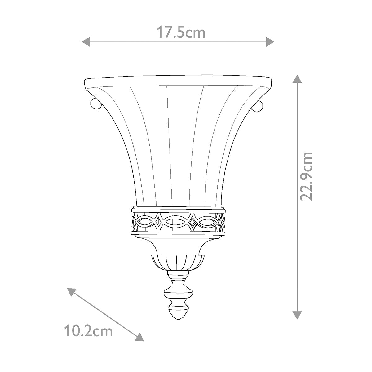 Feiss Drawing Wandleuchte Walnut – Massskizze