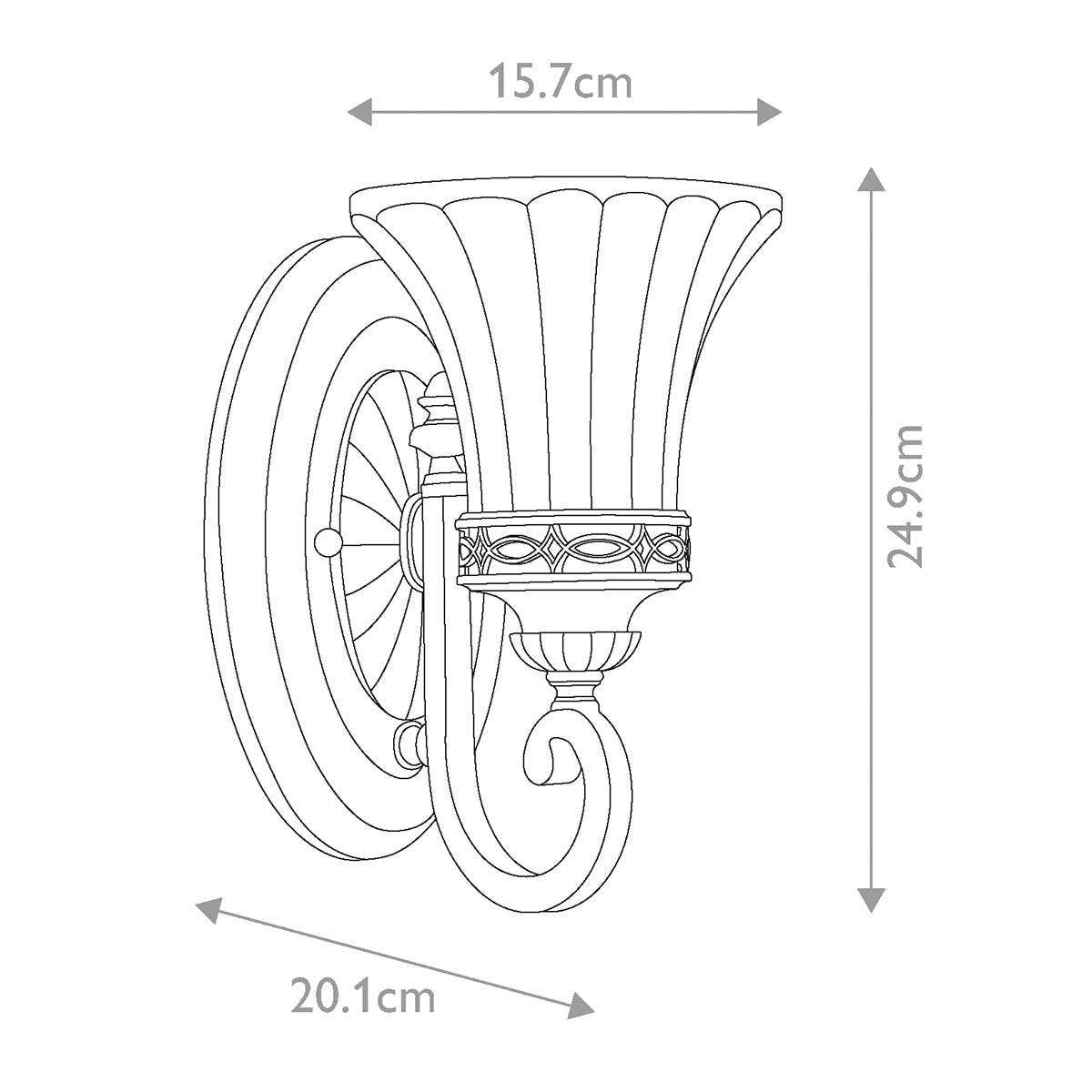 Feiss Drawing Wandleuchte Walnut – Massskizze