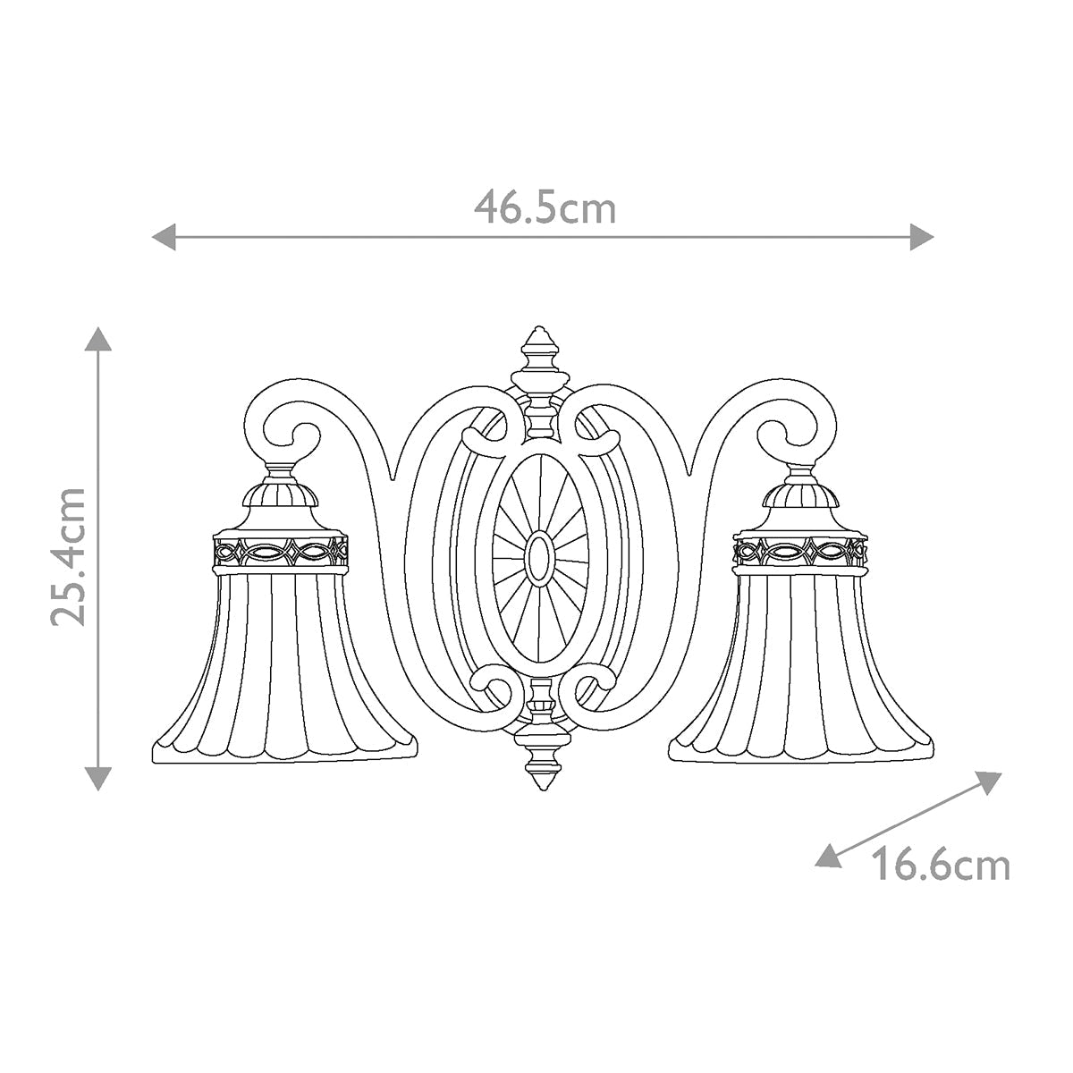 Feiss Drawing Wandleuchte Walnut – Massskizze