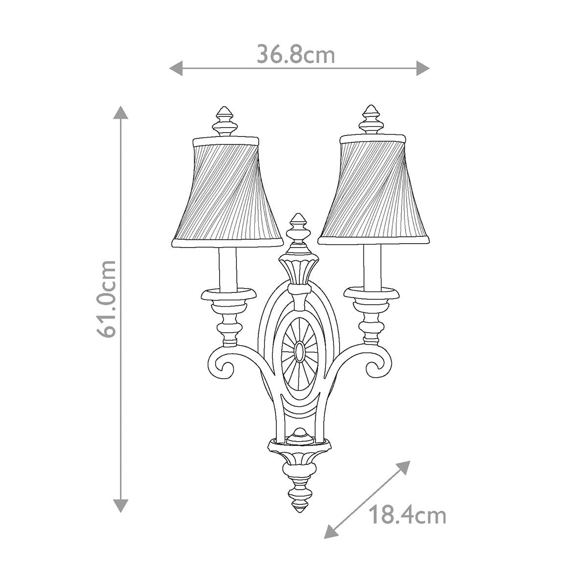 Feiss Drawing Wandleuchte Walnut – Massskizze