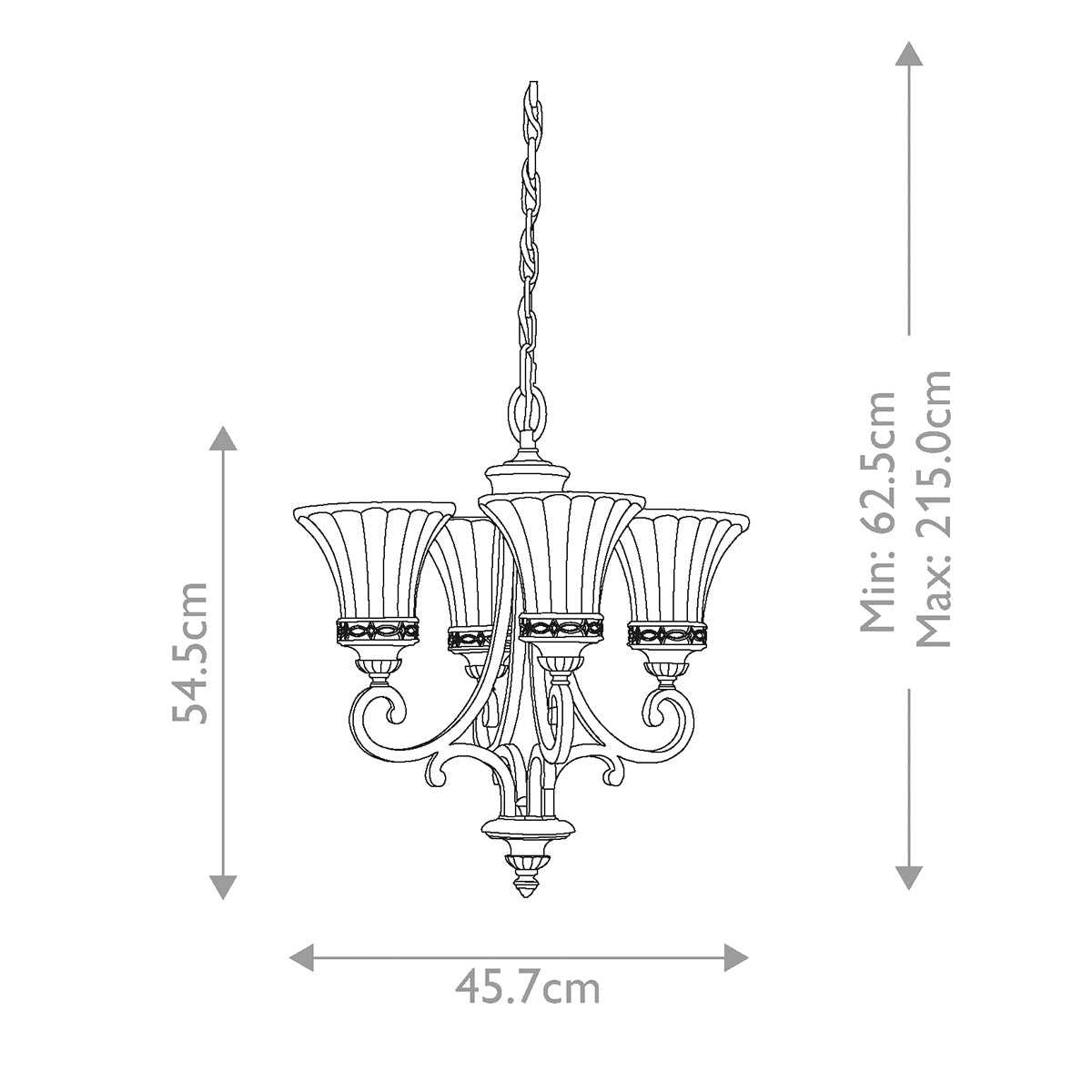 Feiss Drawing Kronleuchter Walnut – Massskizze